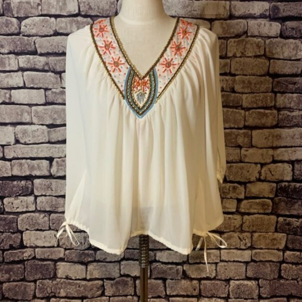 Umgee White Sheer Blouse Size Small